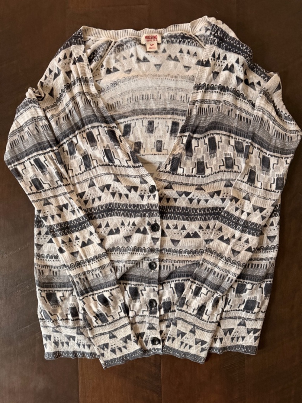 💛 Mossimo Supply Co Gray Tribal Geometric Knit Cardigan Top Small